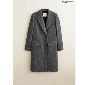 NWT MANGO Grey Herringbone Lapel Structured Coat S